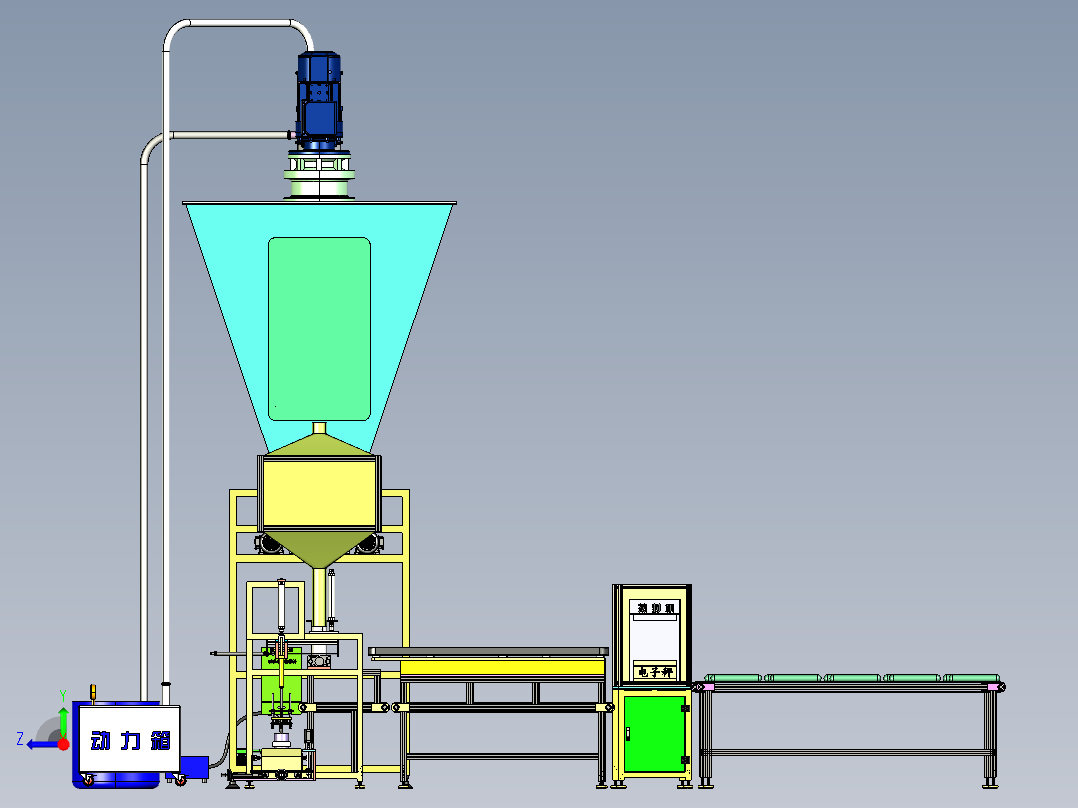 奶粉包装线3D模型右视图