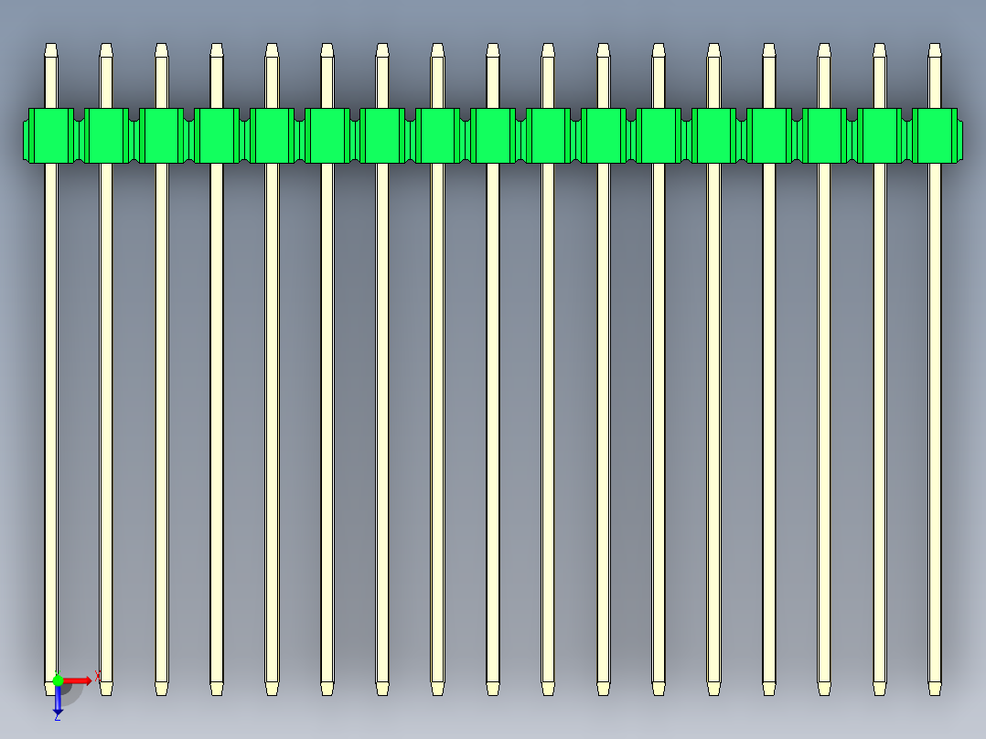 彩色公头100mil（2.54mm）系列-DS1021_green_1x17p_100mil_Type43_rev1.0俯视图