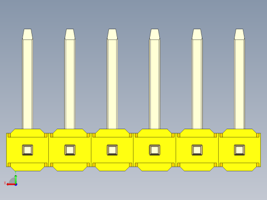 彩色公排针 100mil 2.54mm 系列-DS1022_yellow_06p_100mil_TypeU_rev1.0后视缩略图
