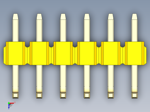 彩色公排针 100mil 2.54mm 系列-DS1022_yellow_06p_100mil_TypeU_rev1.0俯视缩略图