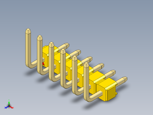 彩色公排针 100mil 2.54mm 系列-DS1022_yellow_06p_100mil_TypeU_rev1.0正等轴测缩略图