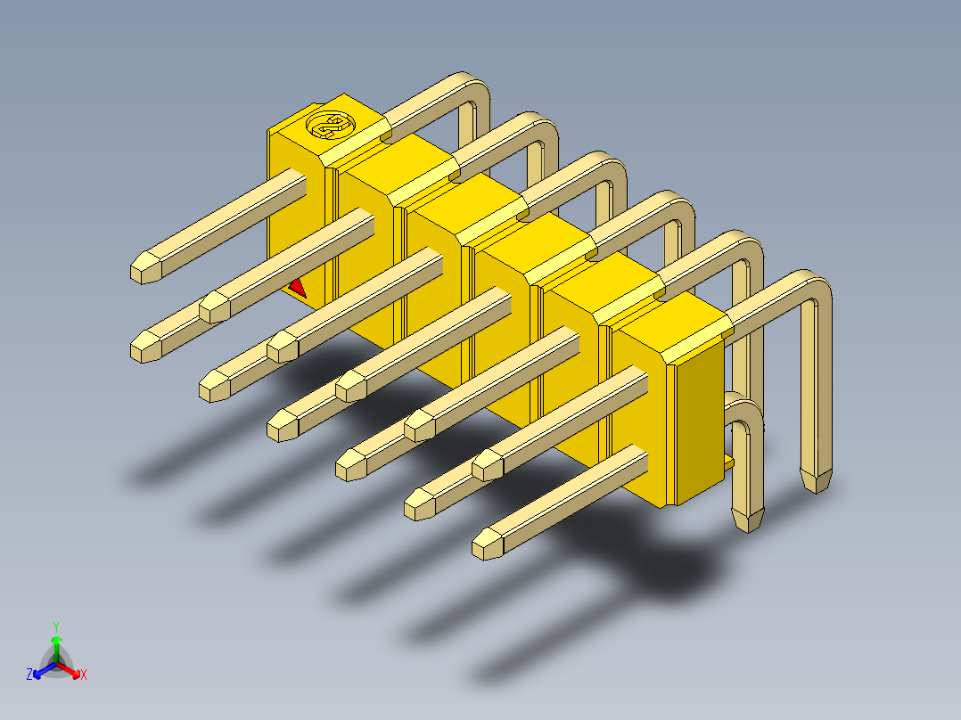 彩色公排针 100mil 2.54mm 系列-DS1022_yellow_2x06p_100mil_TypeD_rev1.0主视图