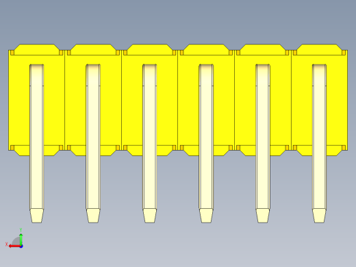 彩色公排针 100mil 2.54mm 系列-DS1022_yellow_2x06p_100mil_TypeD_rev1.0后视缩略图