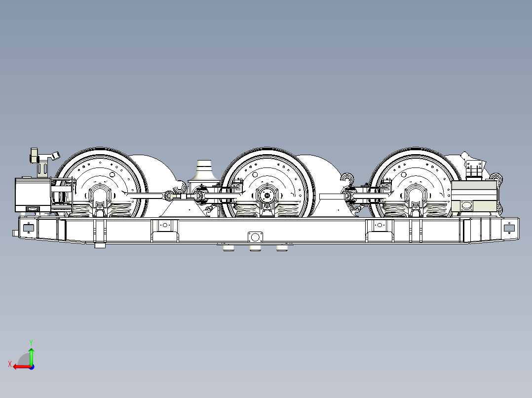 HXD3转向架和谐电力机车火车头后视图