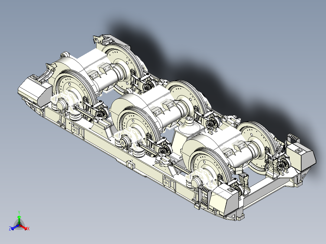 HXD3转向架和谐电力机车火车头正等轴测图