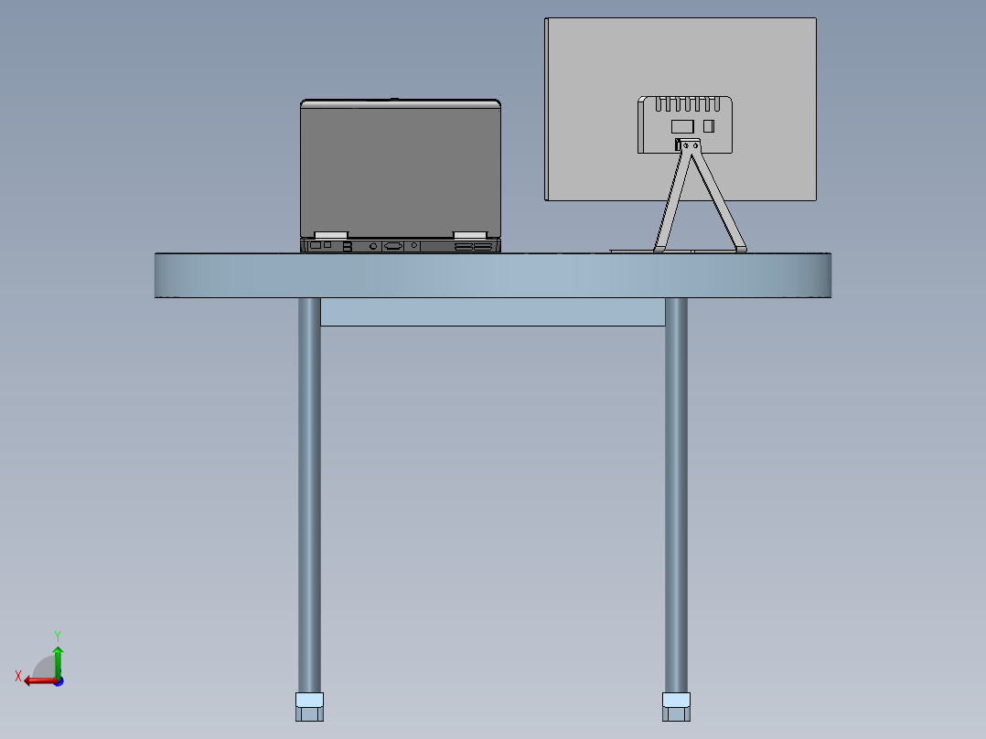 钣金电脑桌A后视图