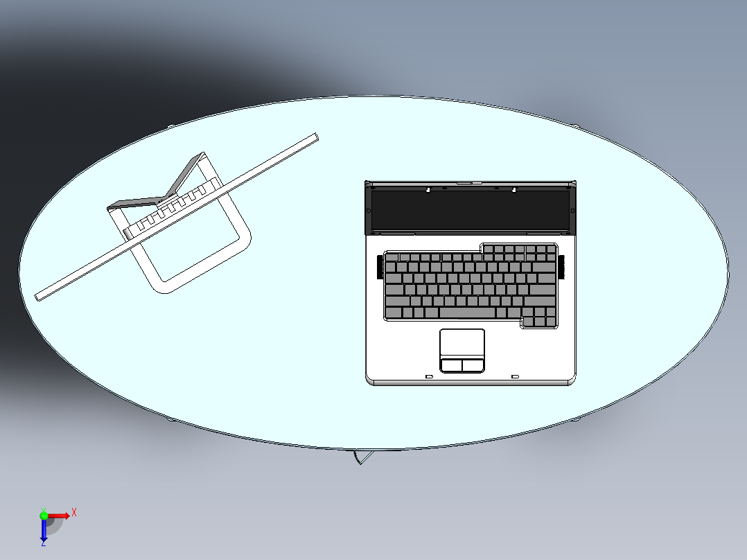 钣金电脑桌A俯视图