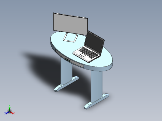 钣金电脑桌A正等轴测缩略图
