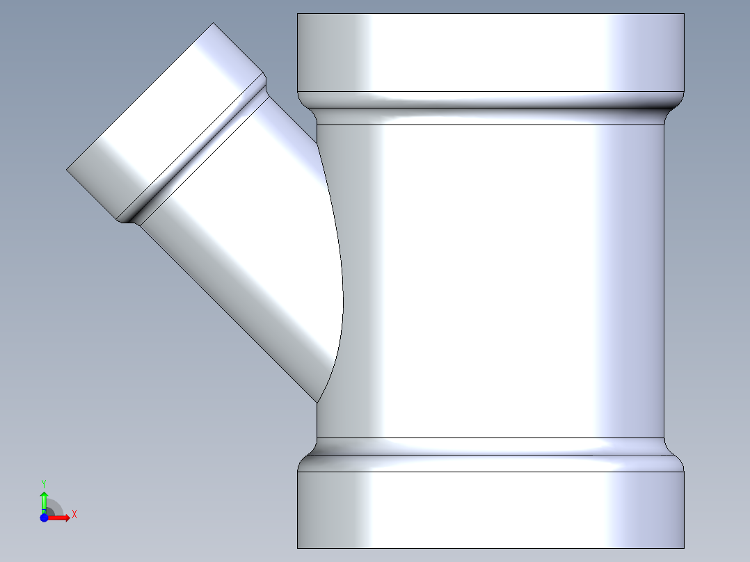 船舶管路系统S6_SeaDrainPLUS_45ReducerWye-SxSxS_37E163034_4x4x2in Sea Drain Plus - 45 Reducing Wye - SxSxS前视图