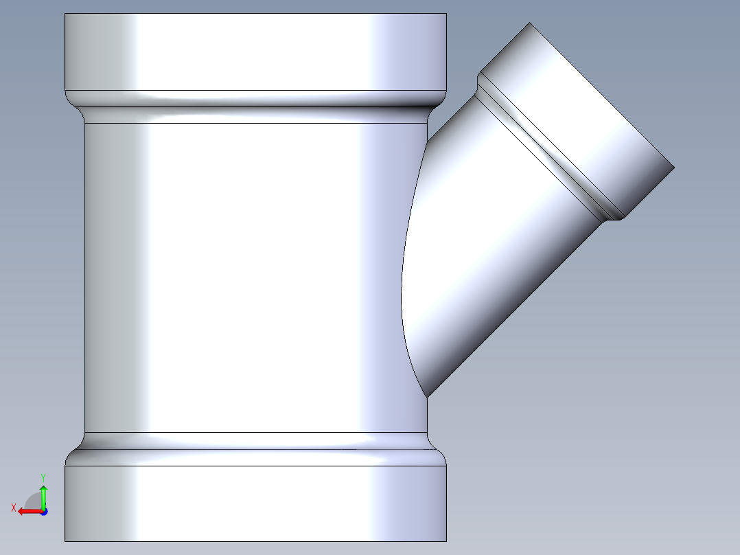 船舶管路系统S6_SeaDrainPLUS_45ReducerWye-SxSxS_37E163034_4x4x2in Sea Drain Plus - 45 Reducing Wye - SxSxS后视图