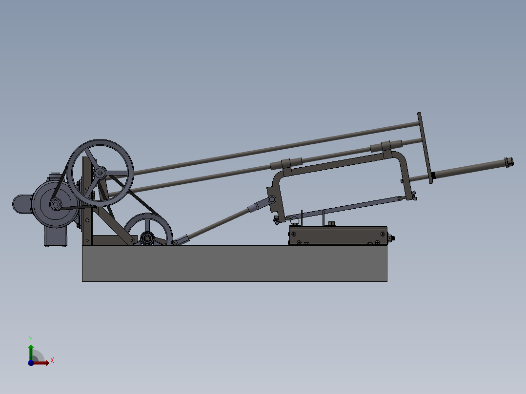 金工锯床电动弓锯3D模型图纸 Solidworks设计前视图