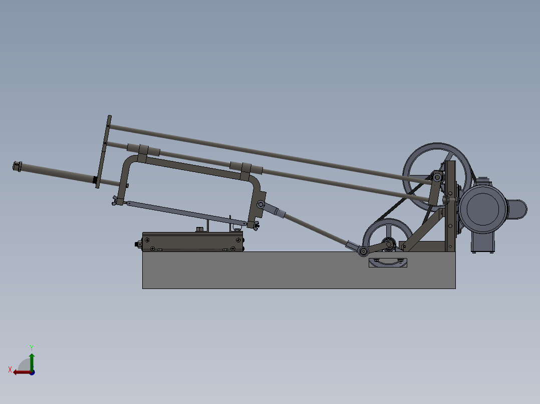 金工锯床电动弓锯3D模型图纸 Solidworks设计后视图
