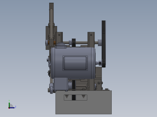 金工锯床电动弓锯3D模型图纸 Solidworks设计左视缩略图