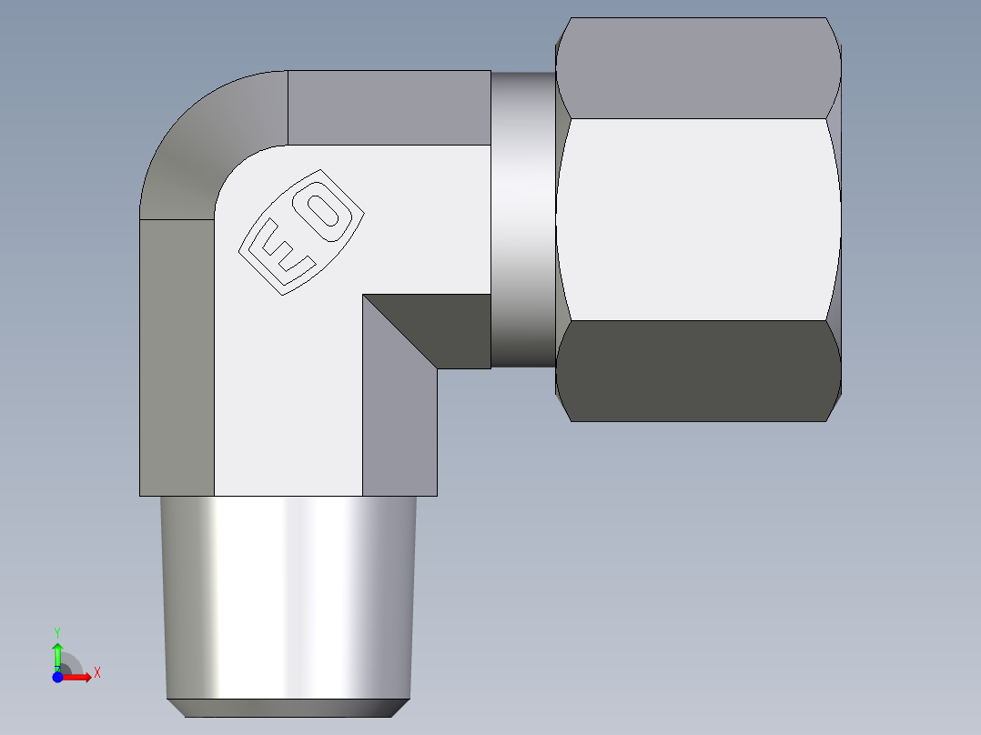 卡套式工业通用硬管接头EO_Male_stud_elbow_WE10LR71前视图