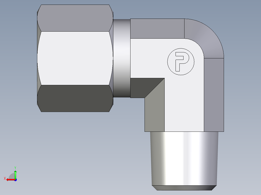 卡套式工业通用硬管接头EO_Male_stud_elbow_WE10LR71后视图