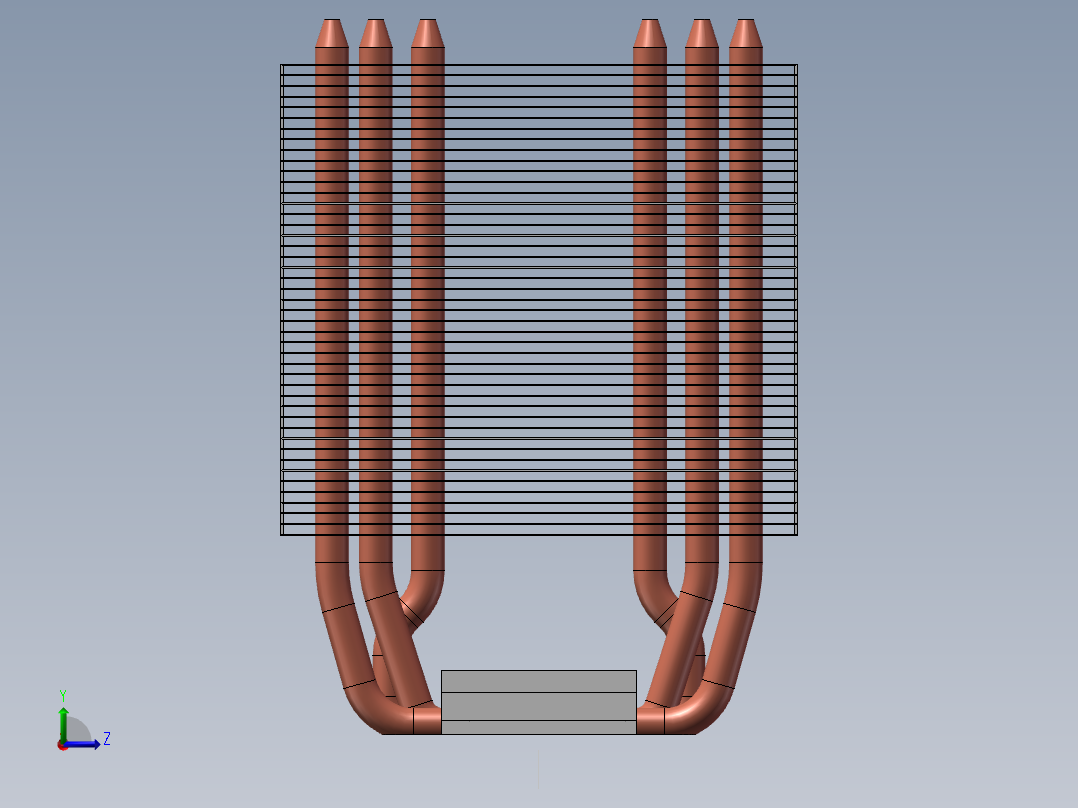 单面六铜管散热器左视图