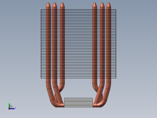 单面六铜管散热器左视缩略图