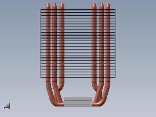 单面六铜管散热器右视缩略图