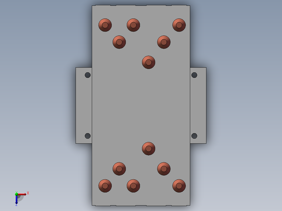 单面六铜管散热器俯视图