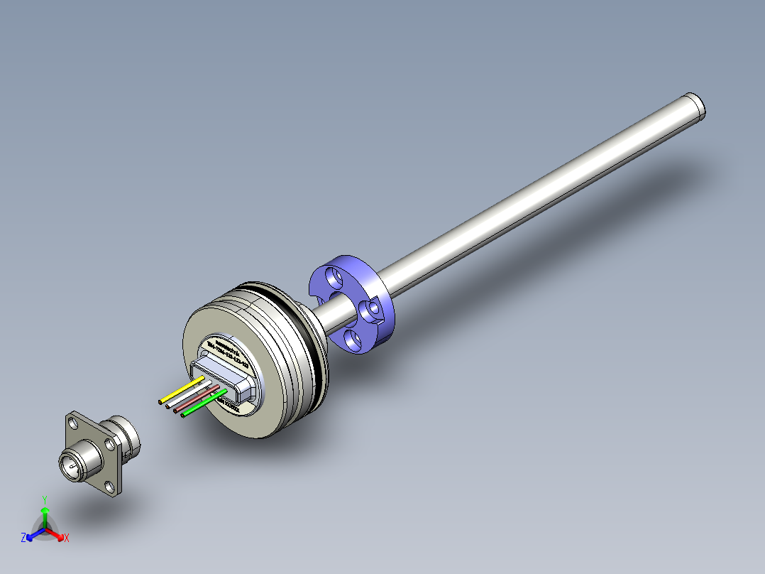 NOVOTECHNIK直线位移传感器TIM - 系列- 带插入式法兰正等轴测图