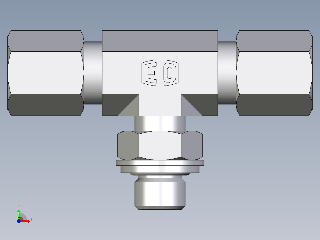 卡套式工业通用硬管接头EO_Adjustable_locknut_branch_tee_TEE06LRCF前视图