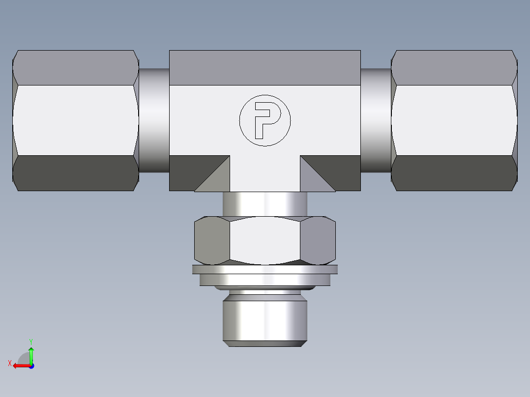 卡套式工业通用硬管接头EO_Adjustable_locknut_branch_tee_TEE06LRCF后视图