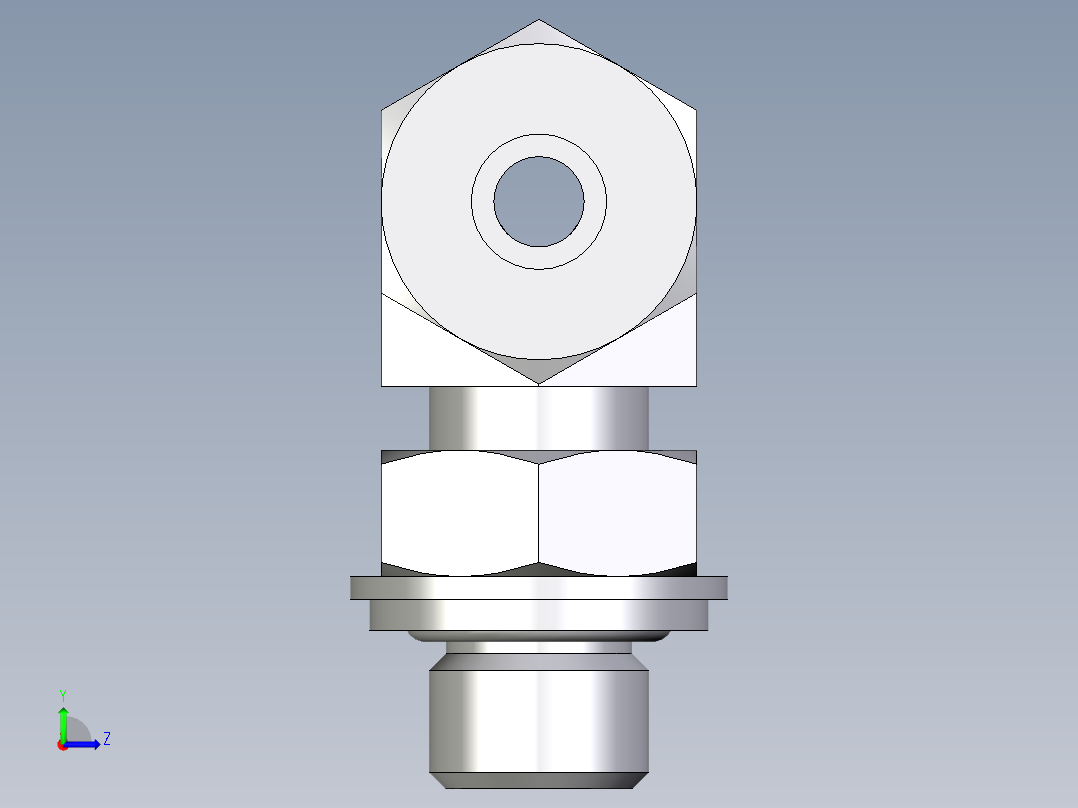 卡套式工业通用硬管接头EO_Adjustable_locknut_branch_tee_TEE06LRCF左视图