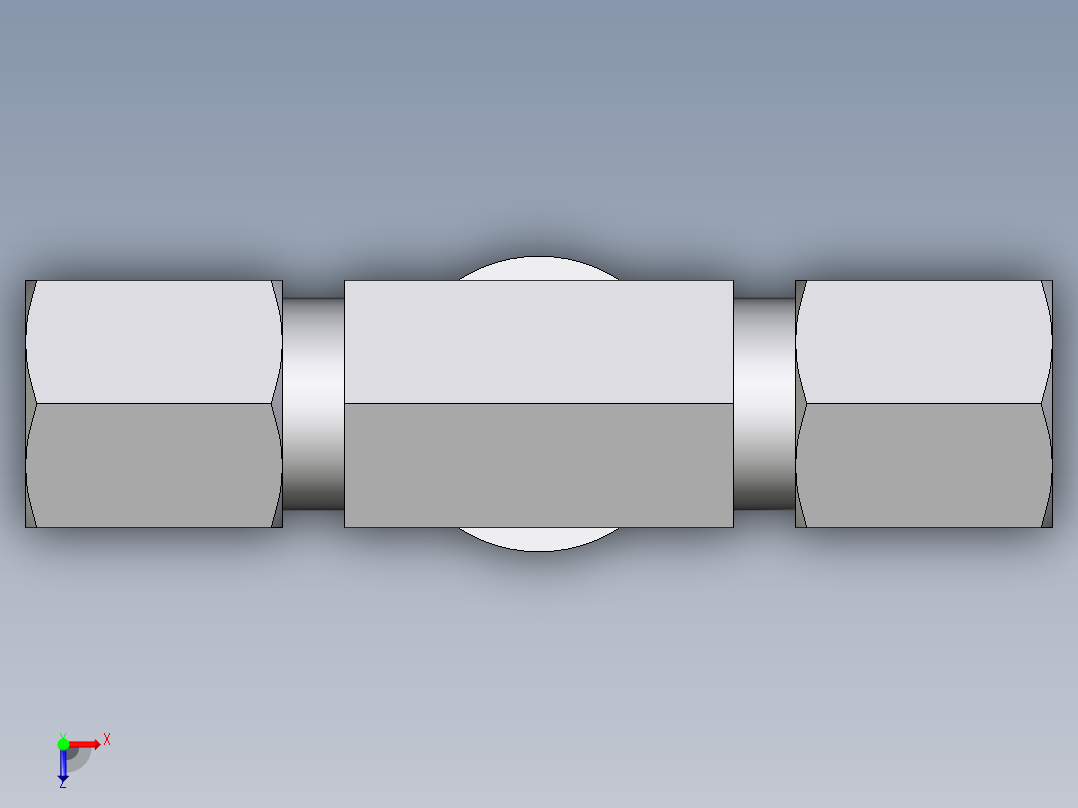 卡套式工业通用硬管接头EO_Adjustable_locknut_branch_tee_TEE06LRCF俯视图