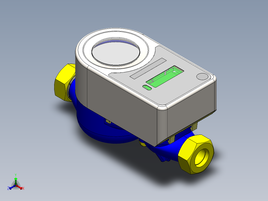 DN20 电磁智能水表三维SW模型正等轴测图