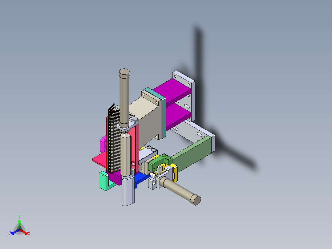 弹片直振送料分料机构正等轴测图