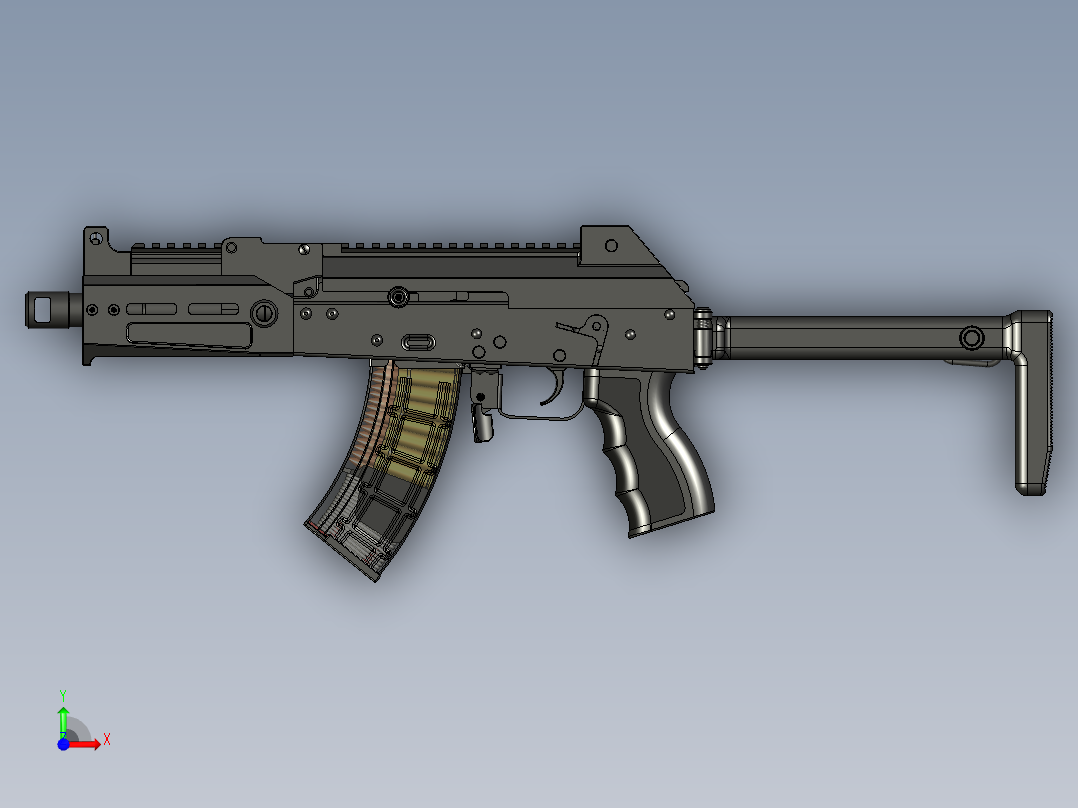 手枪左轮冲锋枪老式狙击步枪设计3D图纸akm-iridium-micro STP前视图