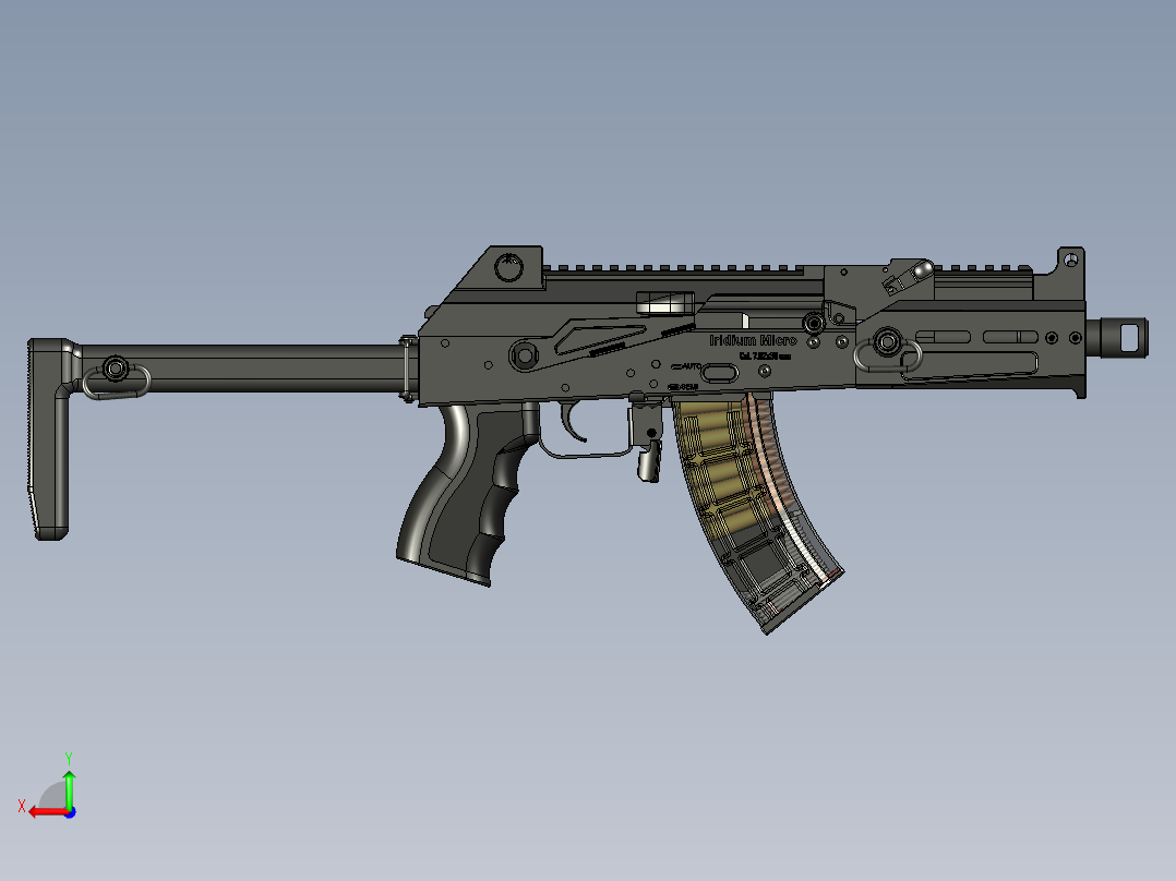 手枪左轮冲锋枪老式狙击步枪设计3D图纸akm-iridium-micro STP后视图