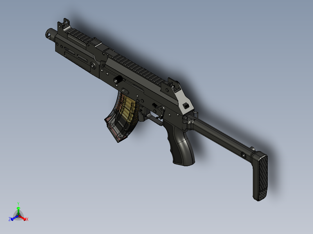 手枪左轮冲锋枪老式狙击步枪设计3D图纸akm-iridium-micro STP正等轴测图