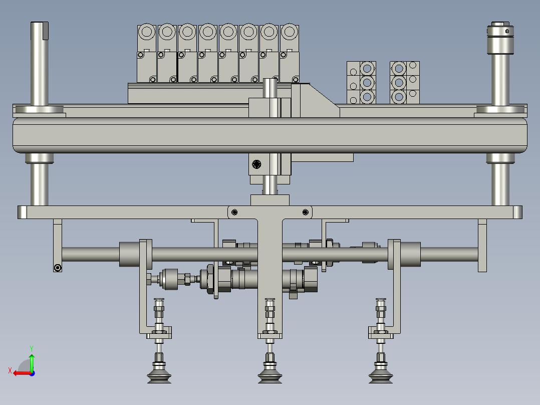 YZHJ-02整体移载机构整体夹具夹爪气缸移载桁架平面口罩自动装箱模型图20210316半自动后视图