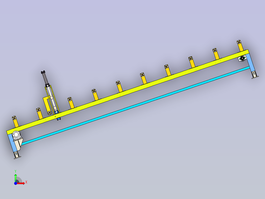 切管机送料滚轮架前视图