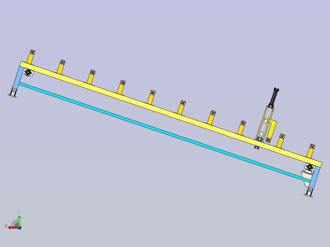 切管机送料滚轮架后视图