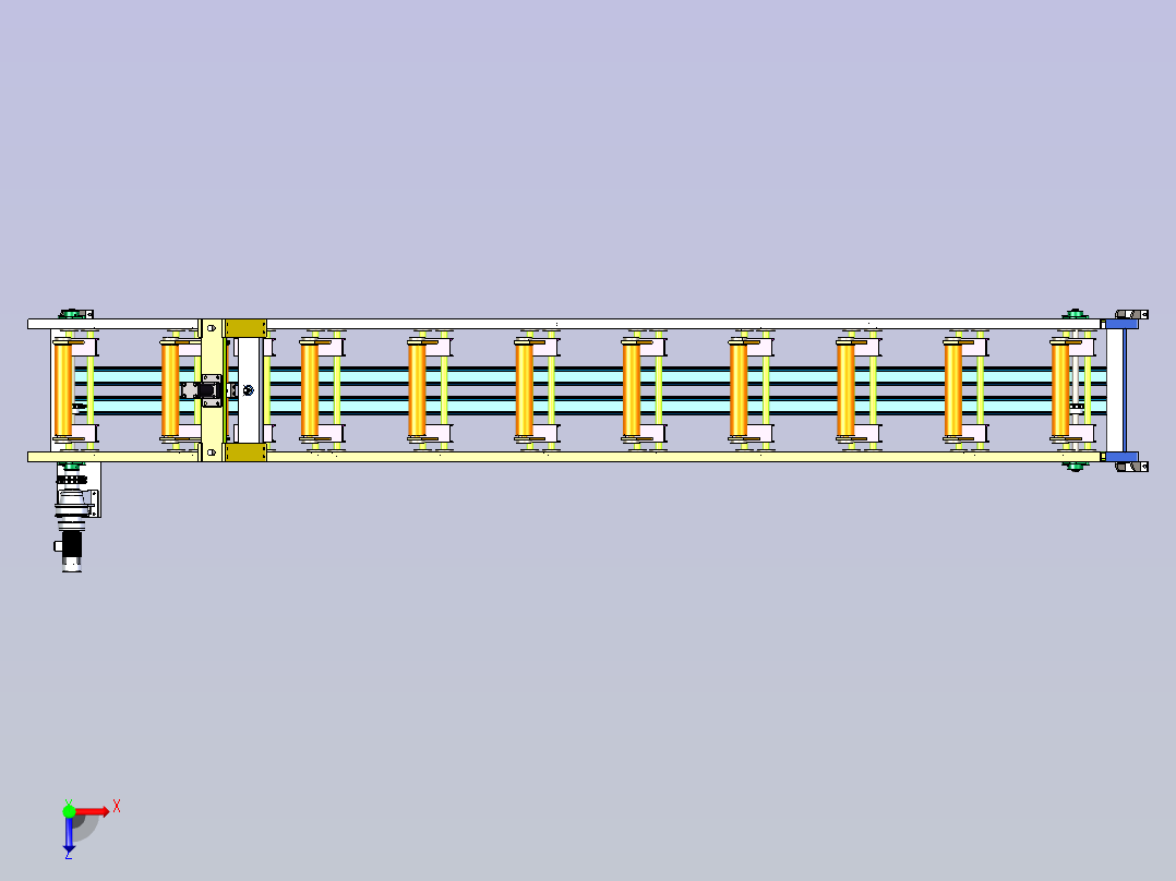 切管机送料滚轮架俯视图