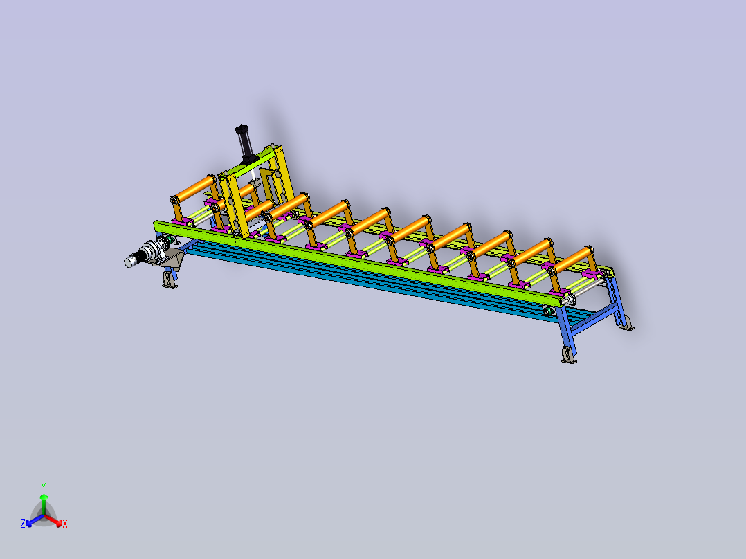 切管机送料滚轮架正等轴测图