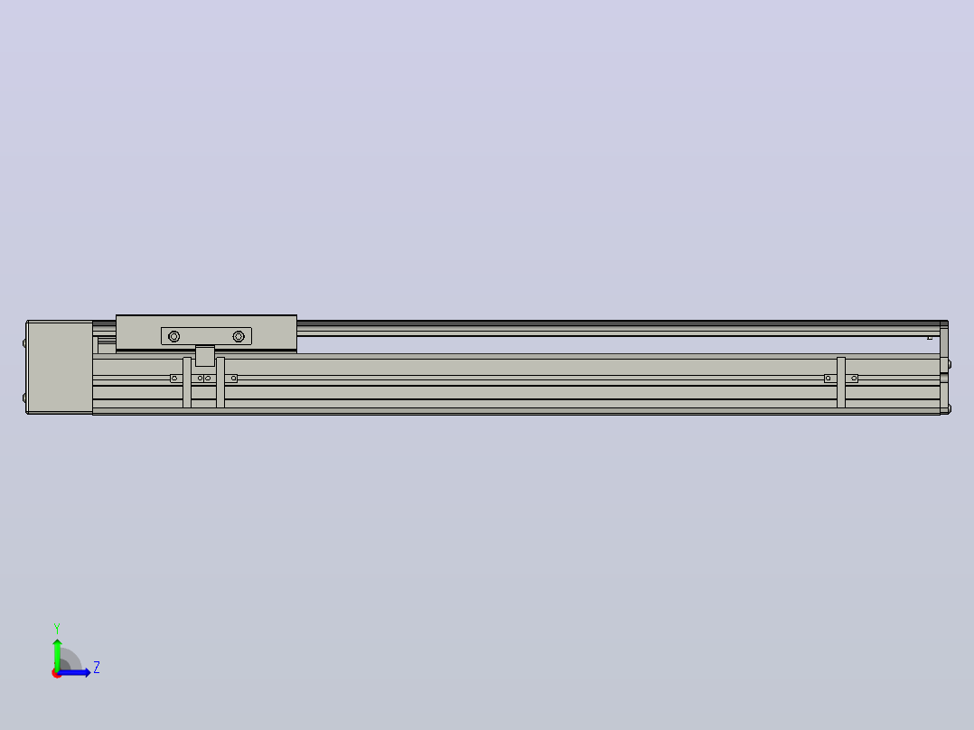 SYS14-450-BR-200W滚珠花健、支撑座、滚珠丝杠、交叉导轨、直线模组.STEP左视图