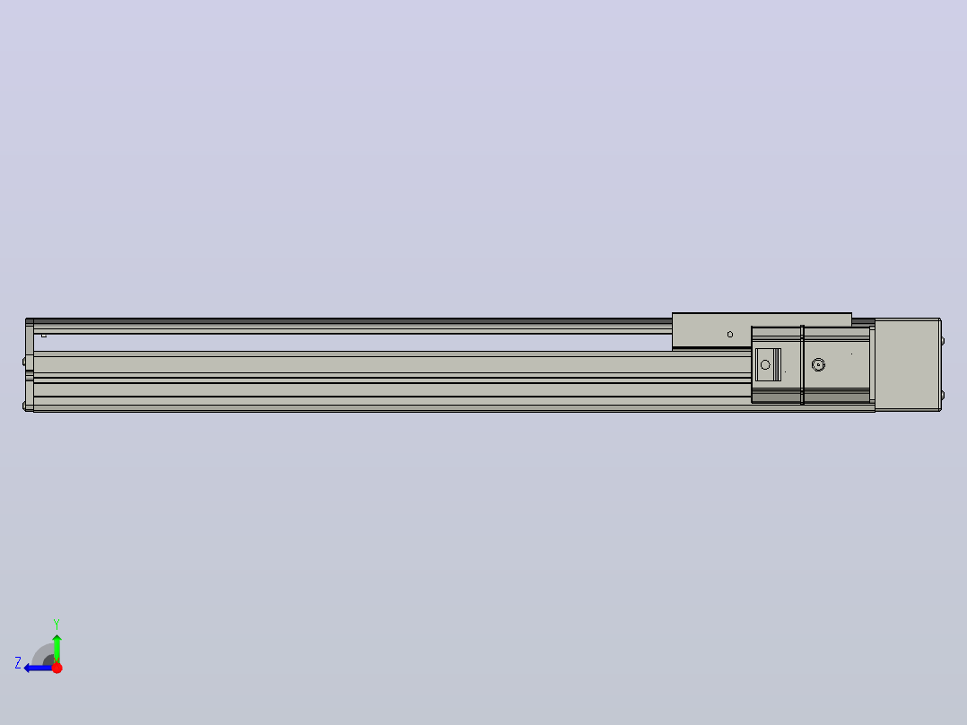 SYS14-450-BR-200W滚珠花健、支撑座、滚珠丝杠、交叉导轨、直线模组.STEP右视图