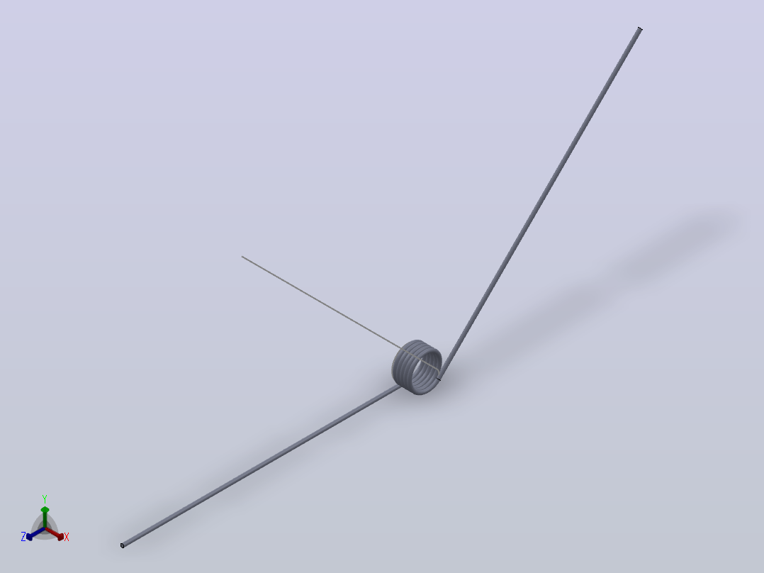 135度圆柱形扭转弹簧SCT135L-5-4-0.6正等轴测图