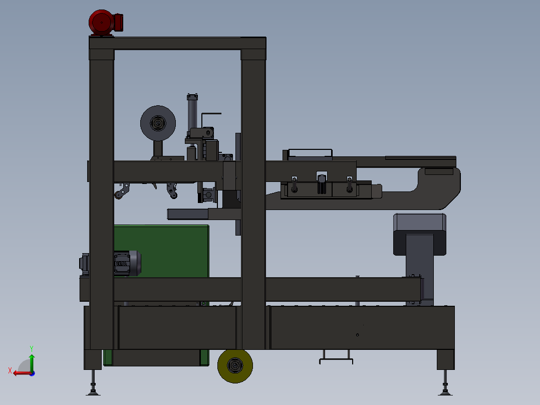 全自动封箱机3D图纸 K495后视图