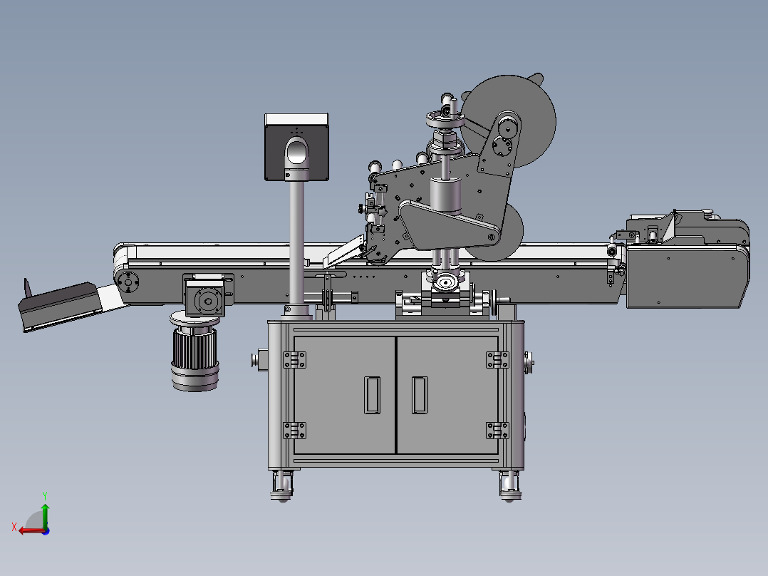 无人化全自动贴标机3d图纸后视图