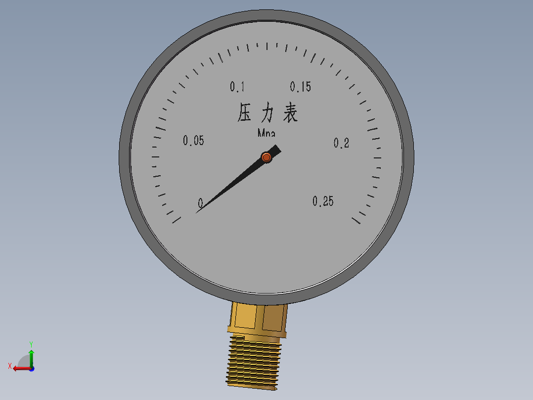 机械式气压环形压力表3d图纸 压力检测表3d模型后视图