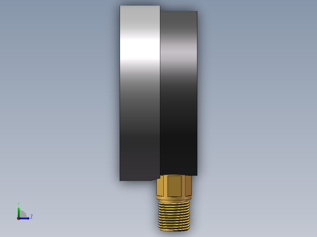 机械式气压环形压力表3d图纸 压力检测表3d模型左视图