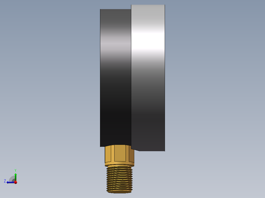 机械式气压环形压力表3d图纸 压力检测表3d模型右视图