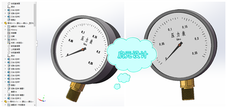 机械式气压环形压力表3d图纸 压力检测表3d模型