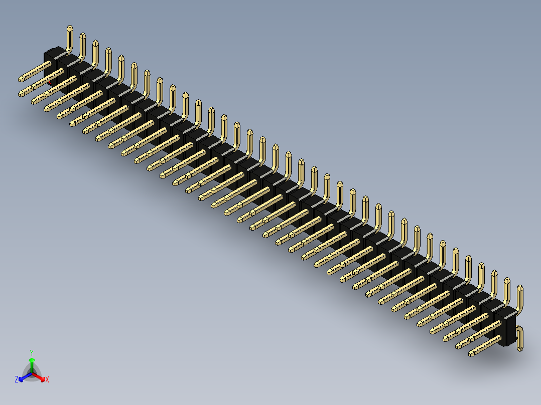 彩色公排针 100mil 2.54mm 系列-DS1022_black_72p_100mil_TypeSMT_rev1.0主视图