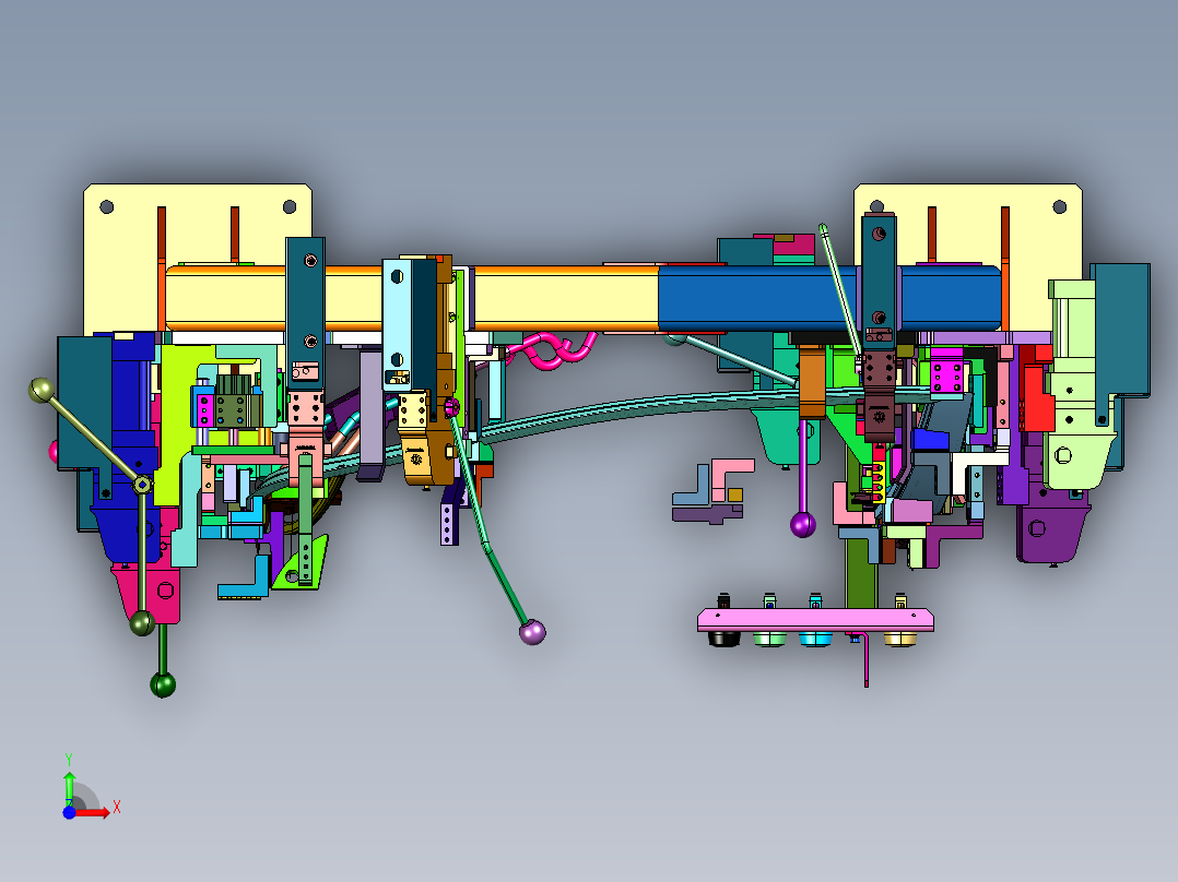 汽车门板加工的固定工装前视图