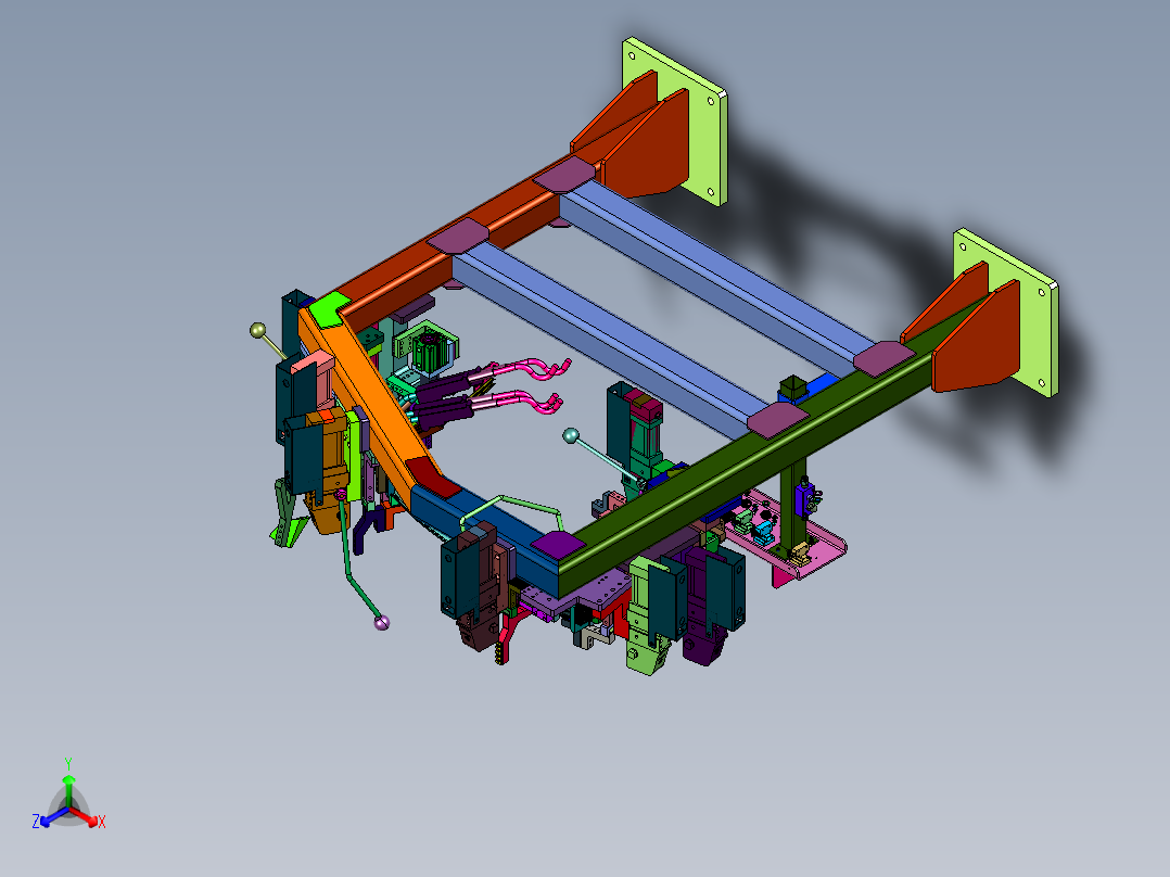 汽车门板加工的固定工装正等轴测图